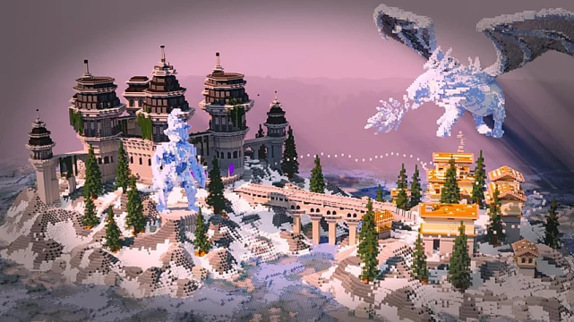 Ice Castle Hub // DRAGON // MEDIEVAL // SPAWN // HQ AND CUSTOM // WORTH $15 // SNOW // WINTER