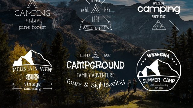 Outdoor Retro Camping Badges and Logos